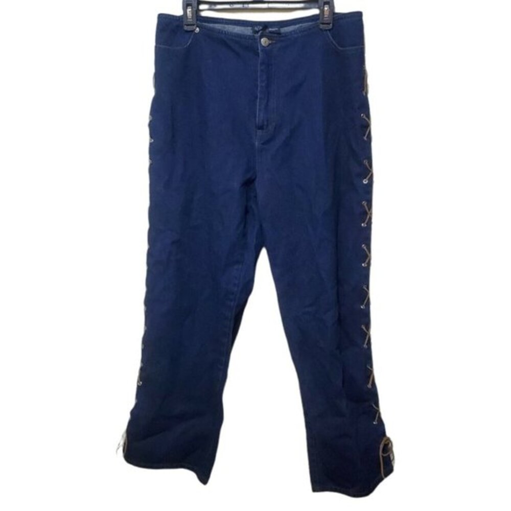 The Blues Women's‎ Plus Size 18 Jeans Lace Up Retro Cowgirl High Rise Mom